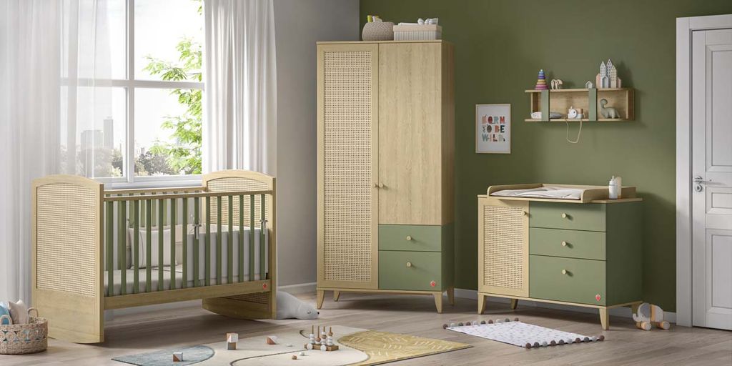 Loof Baby 2-türiger Kleiderschrank Braun / Grün