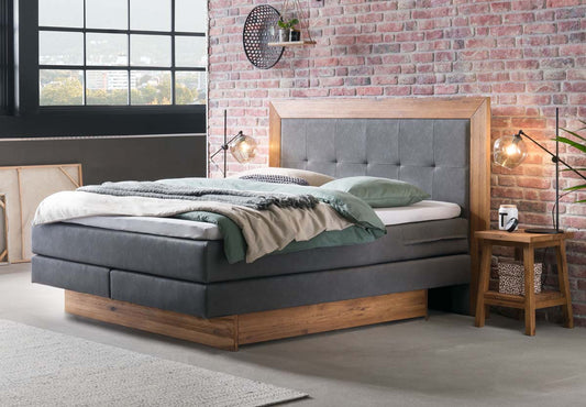 Texas Boxspringbett, 140-180 cm Braun / Dunkelgrau