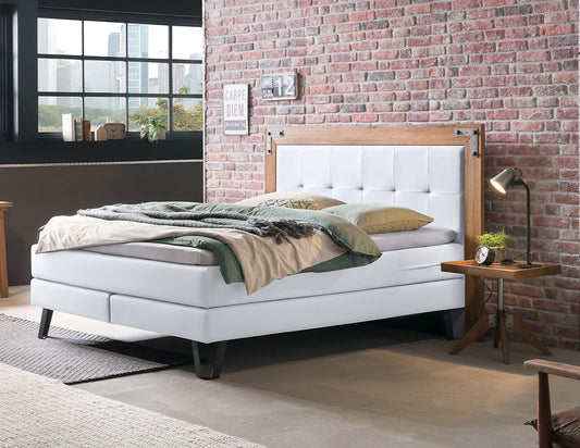 Oakland Boxspringbett, 140-180 cm Braun / Weiß