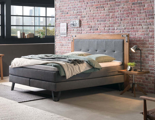 Oakland Boxspringbett, 140-180 cm Braun / Dunkelgrau