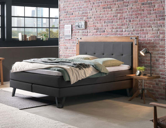 Oakland Boxspringbett, 140-180 cm Braun / Anthrazit