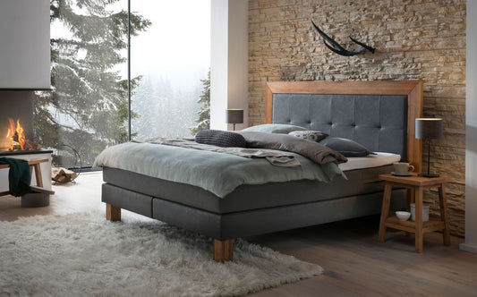 Rustico Boxspringbett, 140-180 cm Braun / Dunkelgrau