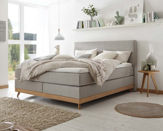 Scandia Boxspringbett, 140-180 cm Braun / Hellgrau