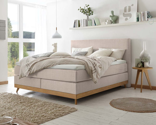 Scandia Boxspringbett, 140-180 cm Braun / Beige