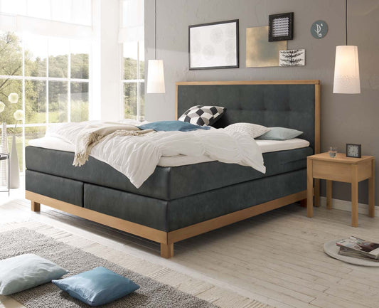 Chalet Boxspringbett, 140-180 cm Braun / Dunkelgrau