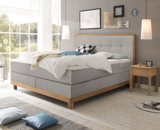 Chalet Boxspringbett, 140-180 cm Braun / Hellgrau