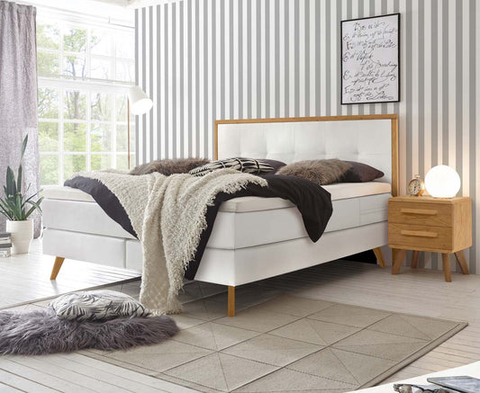 Nordic Boxspringbett, 140-180 cm Braun / Weiß