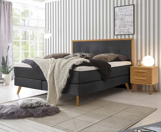 Nordic Boxspringbett, 140-180 cm Braun / Anthrazit