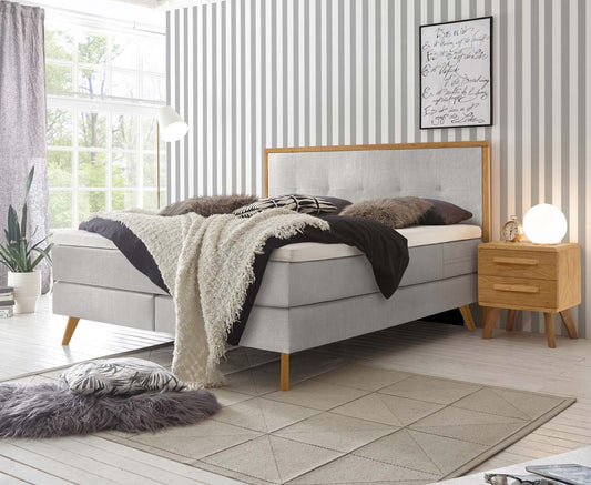 Nordic Boxspringbett, 140-180 cm Braun / Hellgrau