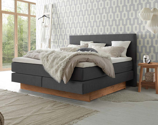 Denver II Boxspringbett, 140-180 cm Wildeiche Braun / Anthrazit