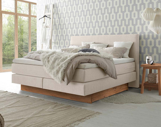 Denver II Boxspringbett, 140-180 cm Wildeiche Braun / Beige