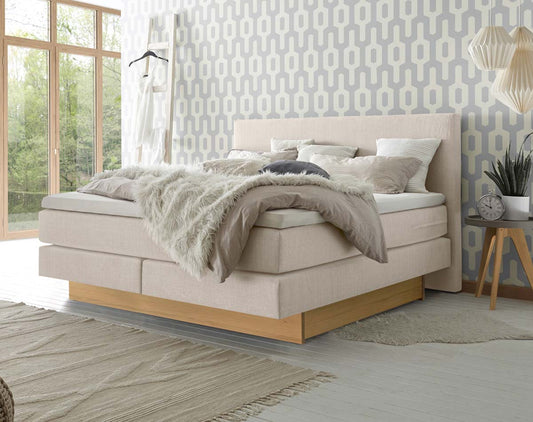 Denver II Boxspringbett, 140-180 cm Eiche bianco Braun / Beige