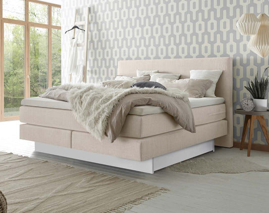 Denver II Boxspringbett, 140-180 cm Weiß / Beige