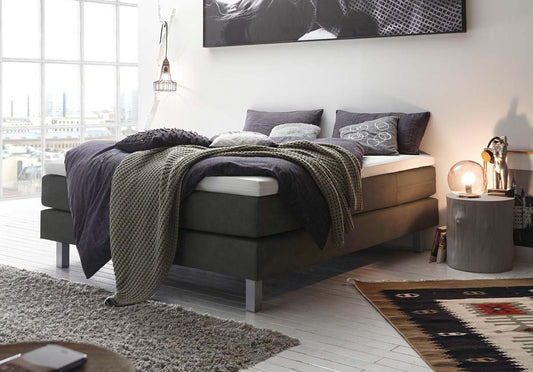 Basio Boxspringbett, 140-180 cm Dunkelgrau