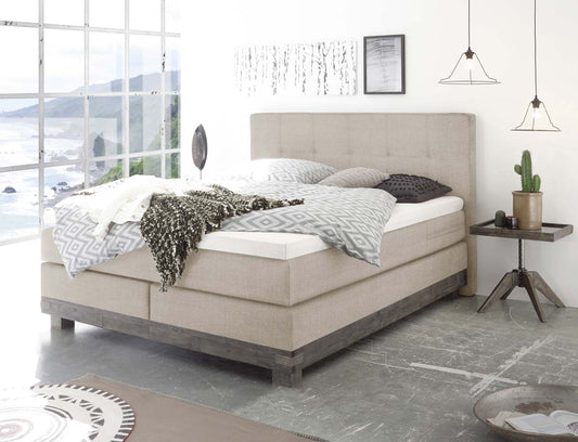 Boston Boxspringbett, 140-180 cm Grau / Beige