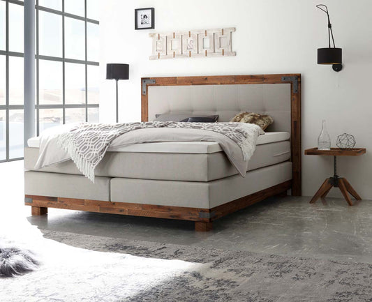 Chicago Boxspringbett, 140-180 cm Braun / Hellgrau