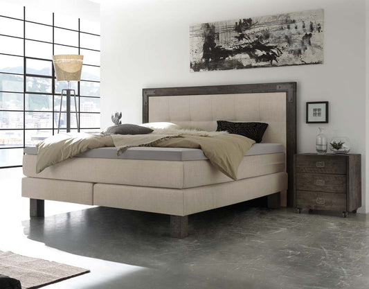 Memphis Boxspringbett, 140-180 cm Grau / Beige