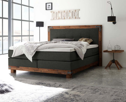 Chicago Boxspringbett, 140-180 cm Braun / Dunkelgrau