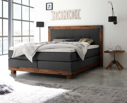 Chicago Boxspringbett, 140-180 cm Braun / Anthrazit