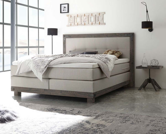 Chicago Boxspringbett, 140-180 cm Grau / Beige