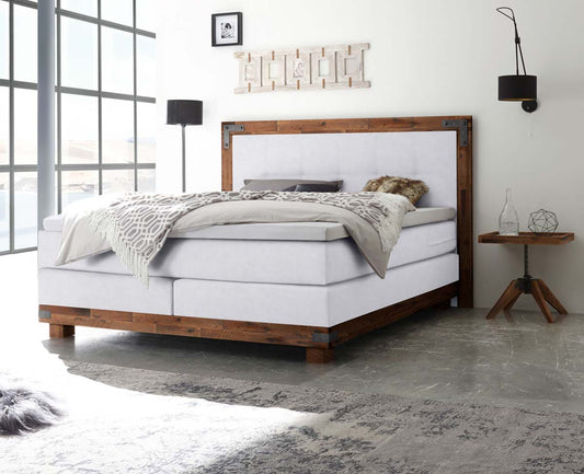 Chicago Boxspringbett, 140-180 cm Braun / Weiß