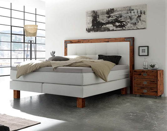 Memphis Boxspringbett, 140-180 cm Braun / Weiß