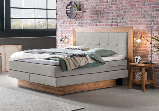 Texas Boxspringbett, 140-180 cm Braun / Hellgrau