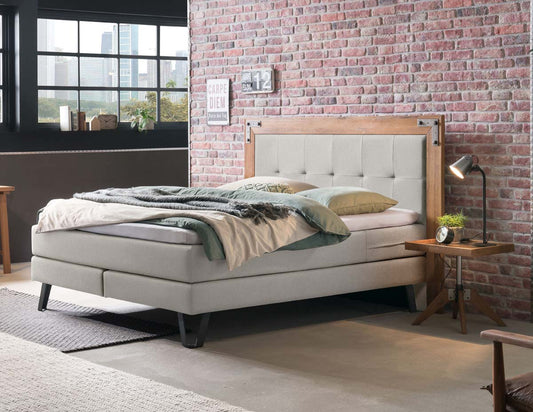 Oakland Boxspringbett, 140-180 cm Braun / Hellgrau