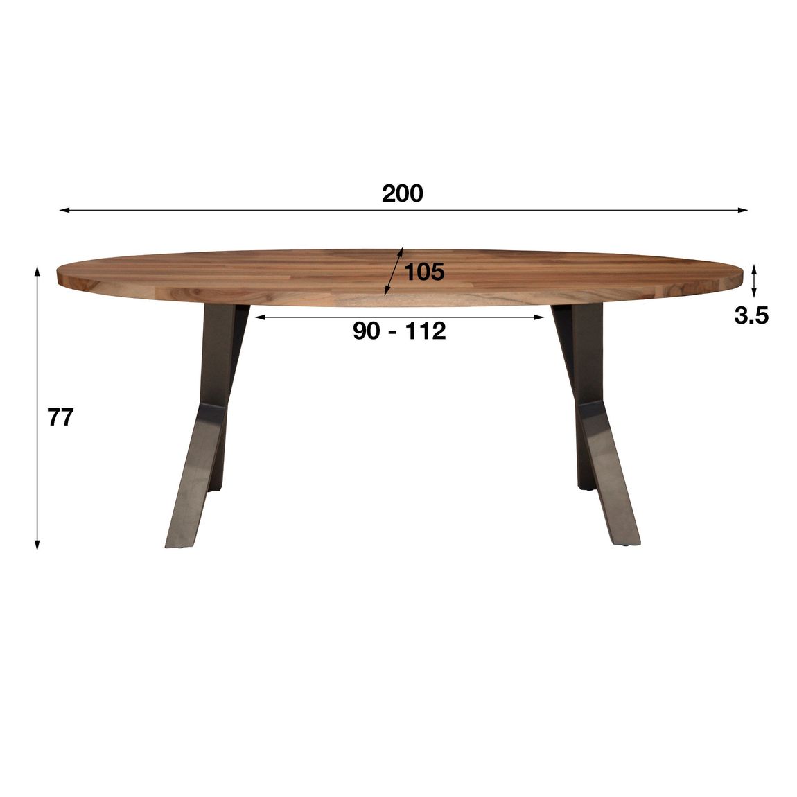 Esszimmergruppe 4-teilig Esstisch Oval Massivholz Saja Armlehnenstuhl Samt / Anthrazit