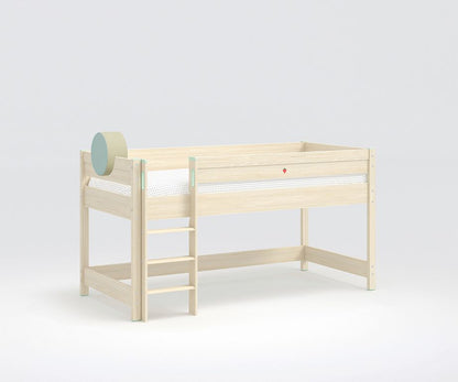 Montessori Halbhochbett + Rückenkissen 90x200 cm Braun / versch. Farben