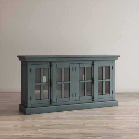 Avola Massivholz Sideboard 178 cm Landhausstil Akazie Blau-Grau / Schwarz