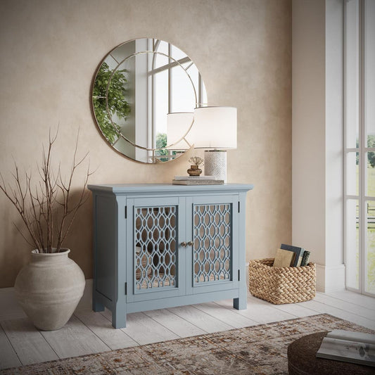 Avola Massivholz Sideboard Akazie Steinblau