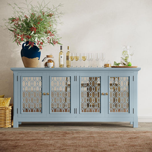 Avola Massivholz Sideboard 175 cm Akazie Steinblau