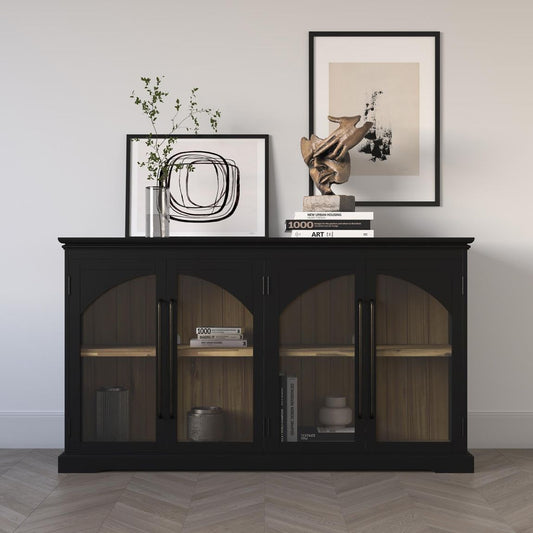 Avola Massivholz Sideboard 165 cm Akazie Schwarz