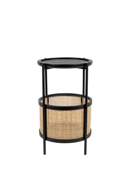 Makoto Beistelltisch Ø30cm mit Rattan Schwarz