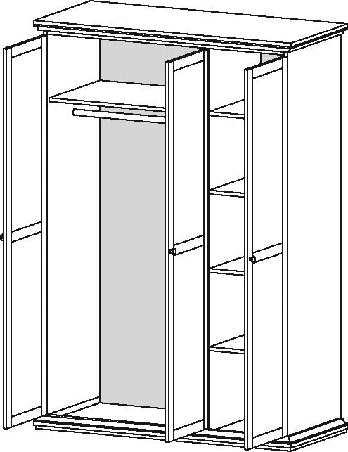 Paris Kleiderschrank 3-türig Weiß - Froschkönig24