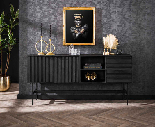 Marina Sideboard Mangoholz Massiv Schwarz