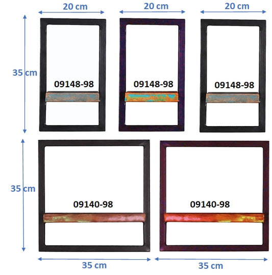 277132 RIVERBOAT Wandregal-Set, 5-teilig Bunt, Schwarz