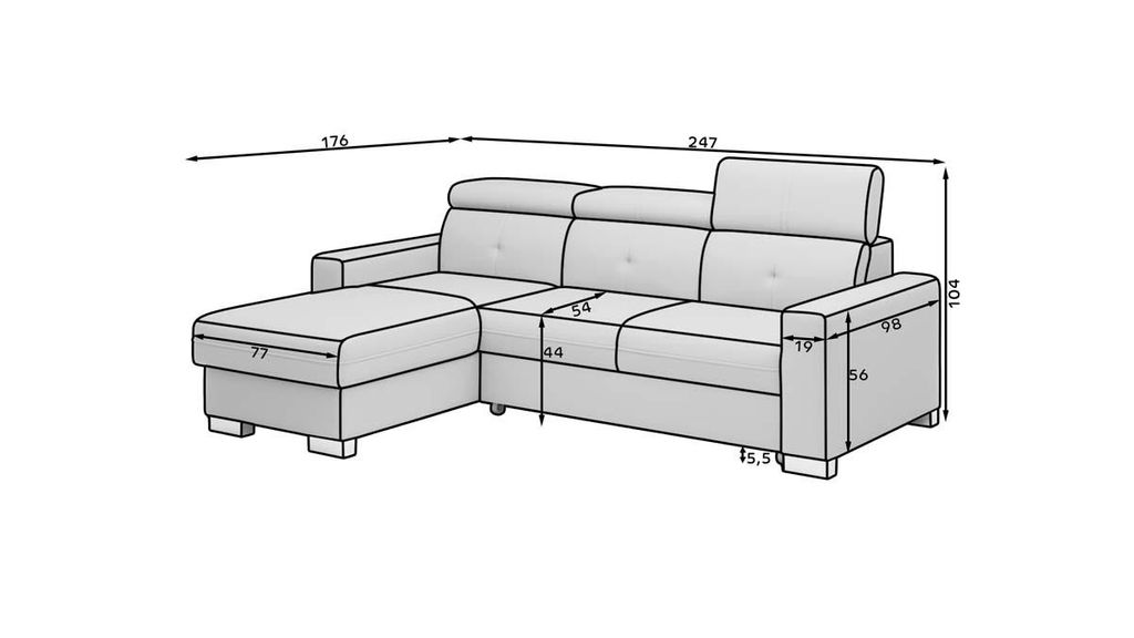 Fresia Ecksofa 247 x 176 cm Rosa (Velour)