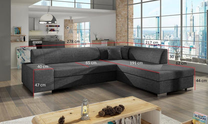 Porto Ecksofa 278 x 217 cm Schwarz (Webstoff - Sawana)