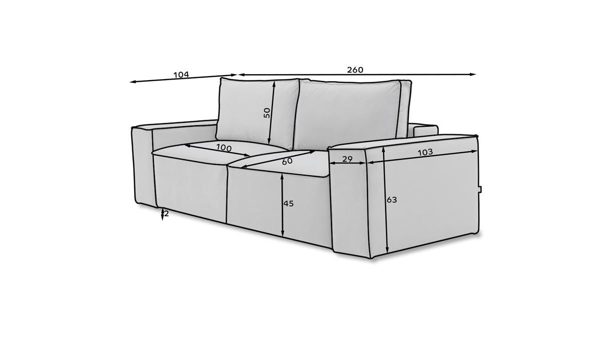 Silla Schlafsofa 260x104 cm Anthrazit (Samt)