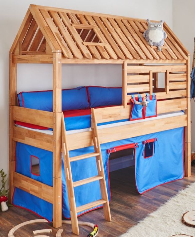 Spielbett Tom´s Hütte 20584 Stoffset Blau/Rot - Froschkönig24