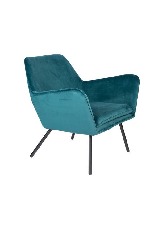 Bon Lounge-Sessel mit Samtbezug Blau