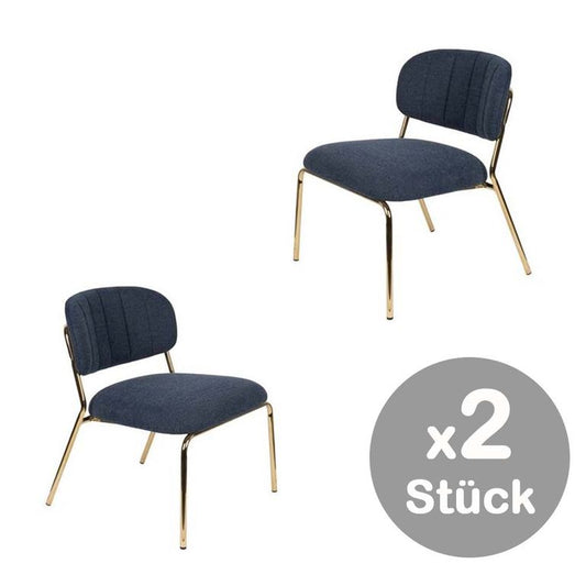 Jolien 2-er Set Lounge-Sessel Gold / Dunkelblau