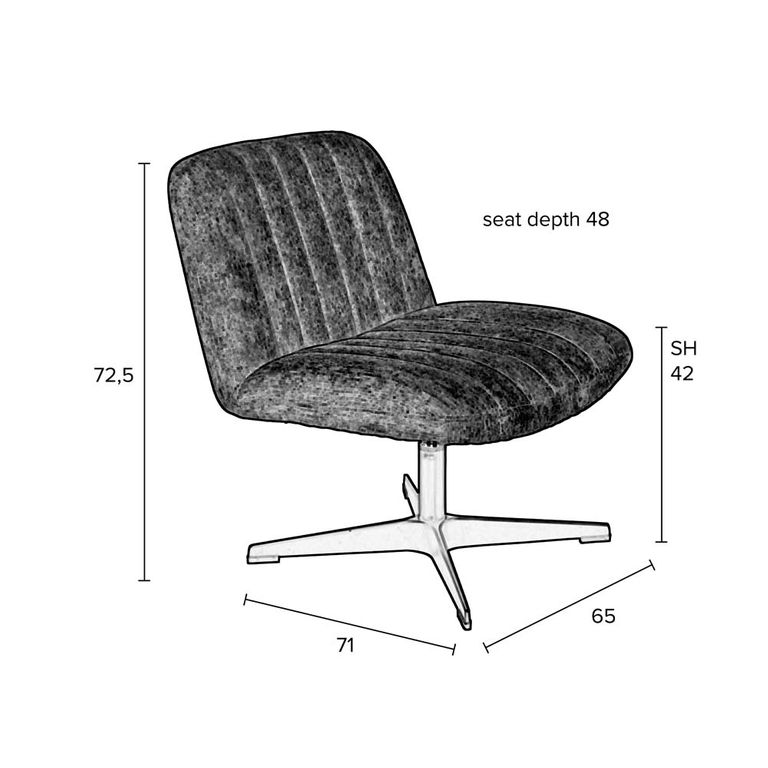 Belmond Rib Sessel drehbar Cord Gelb