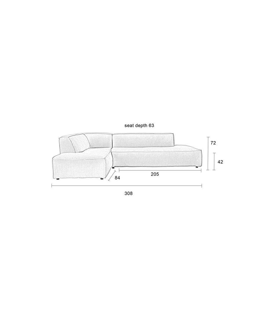 Sofa Fat Freddy Rib LEFT 3-Sitzer Braun