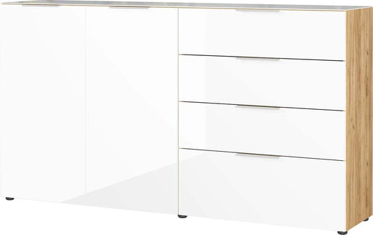 ODESSA Sideboard breit Navarra-Eiche-Nachbau / Weiß