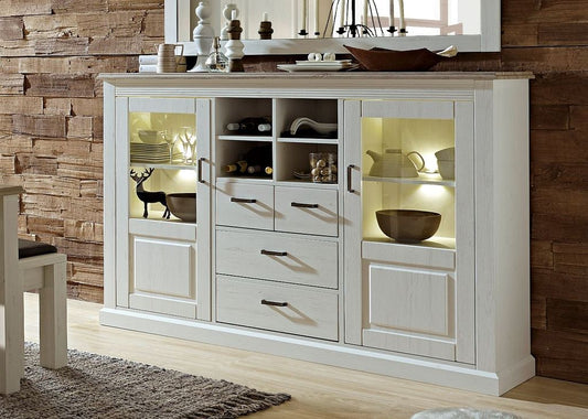 Lima Highboard montiert Pinie hell / Taupe - Froschkönig24