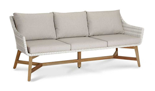 Lounge-Couch Paterna 3-Sitzer  Teakholz/Beige