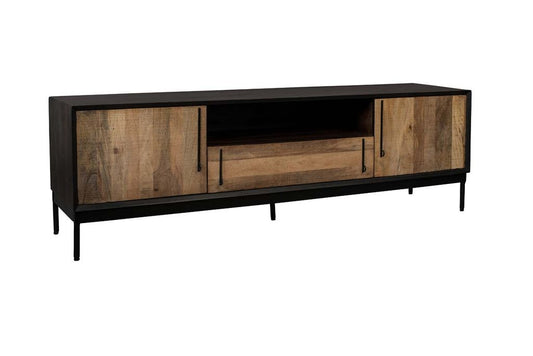 Nairobi Sideboard  Akazienholz massiv Hellbraun / Schwarz